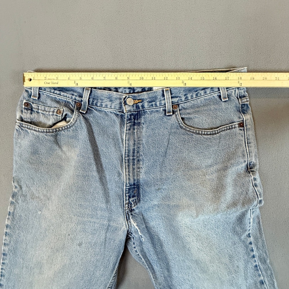 Levi's Relaxed Straight Leg Jeans Mens 40x32 Light Wash Distressed 550 Thrashed - Picture 11 of 16